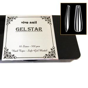VIVO 500pcs Coffin Medium Full Cover Clear Gel Artificial False Fake Nails Tips